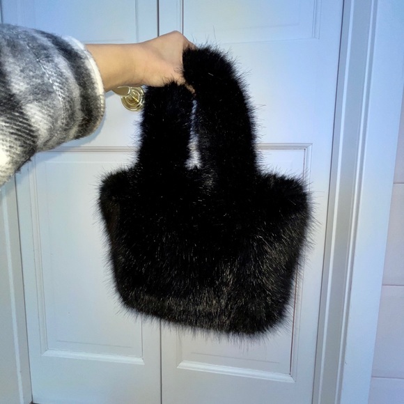 J Crew Mini Black Faux Shearling Tote - Picture 6 of 14